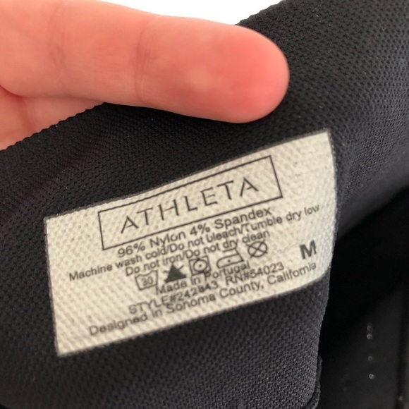 Athleta Shimmer Stripe Tights Leggings Black Silver Medium - Picture 4 of 4